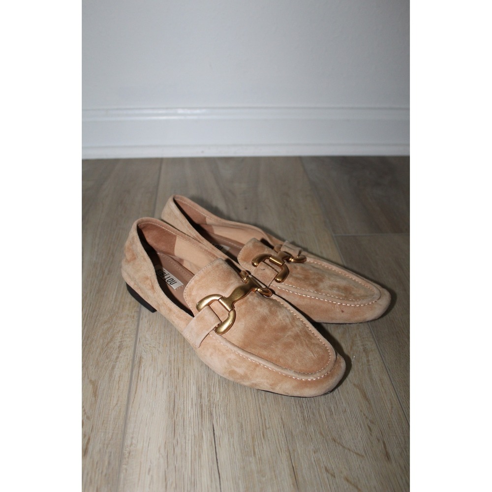 Bibi Lou Tan Soft Suede Horsebit Loafers Gold Hardware Size 39 Anthropologie
